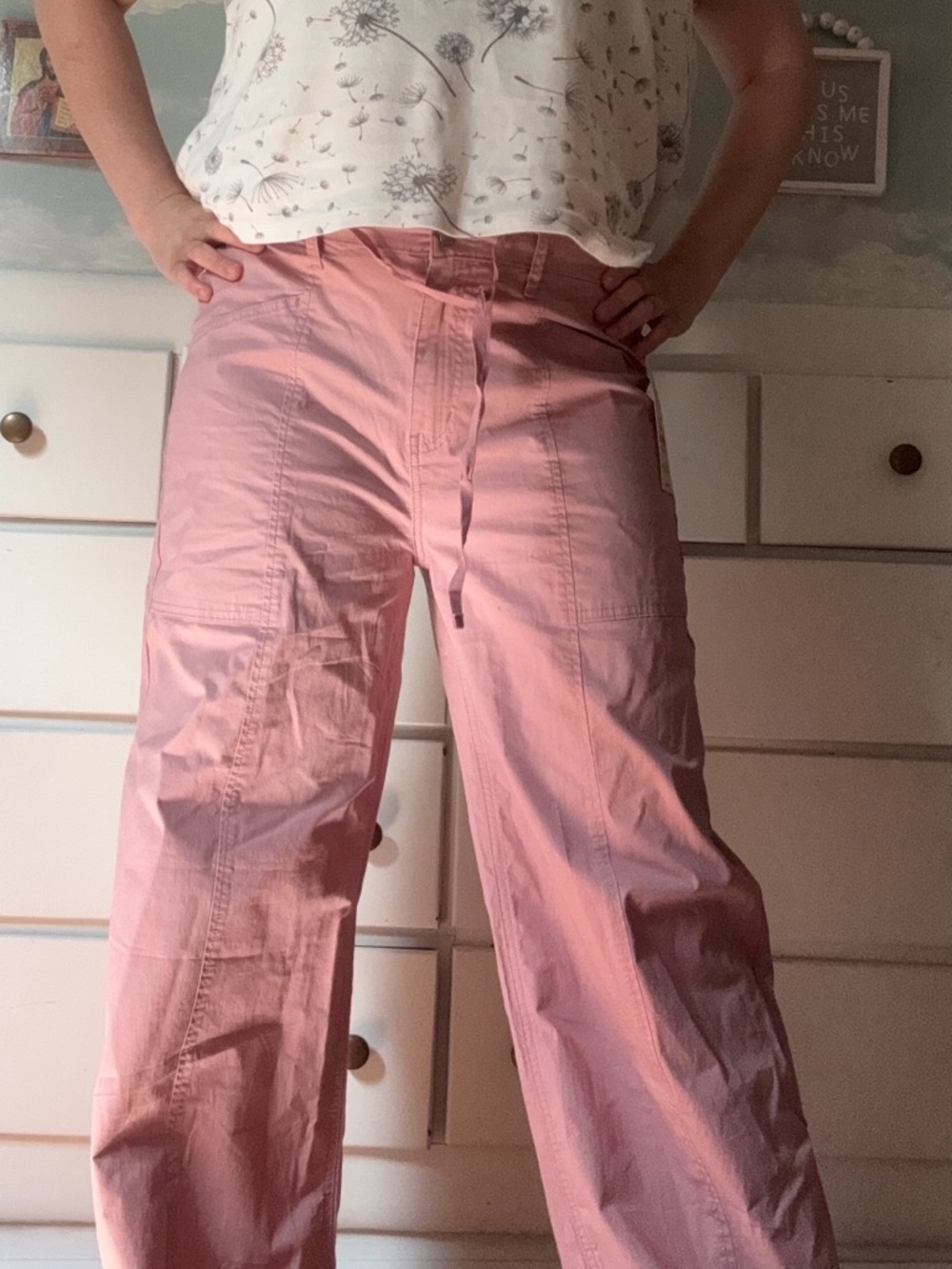 No boundaries Light Pink Wide-Leg Cargo Pants